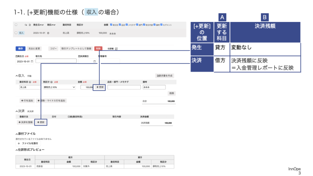 [+更新]機能の仕様（収入の場合）