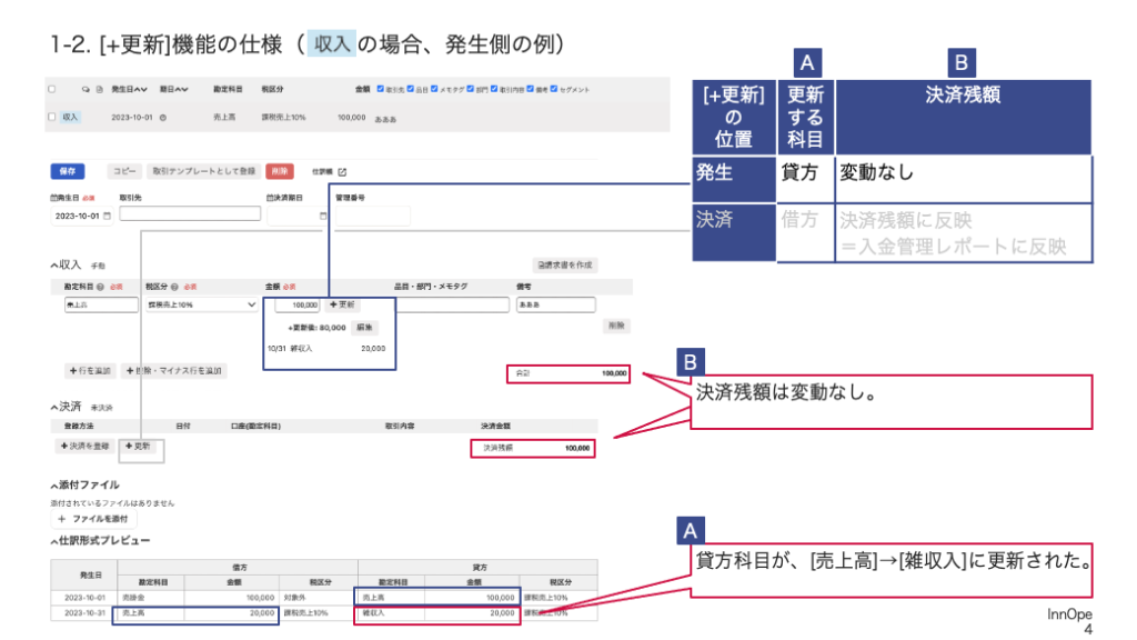 [+更新]機能の仕様（収入の場合、発生側の例）